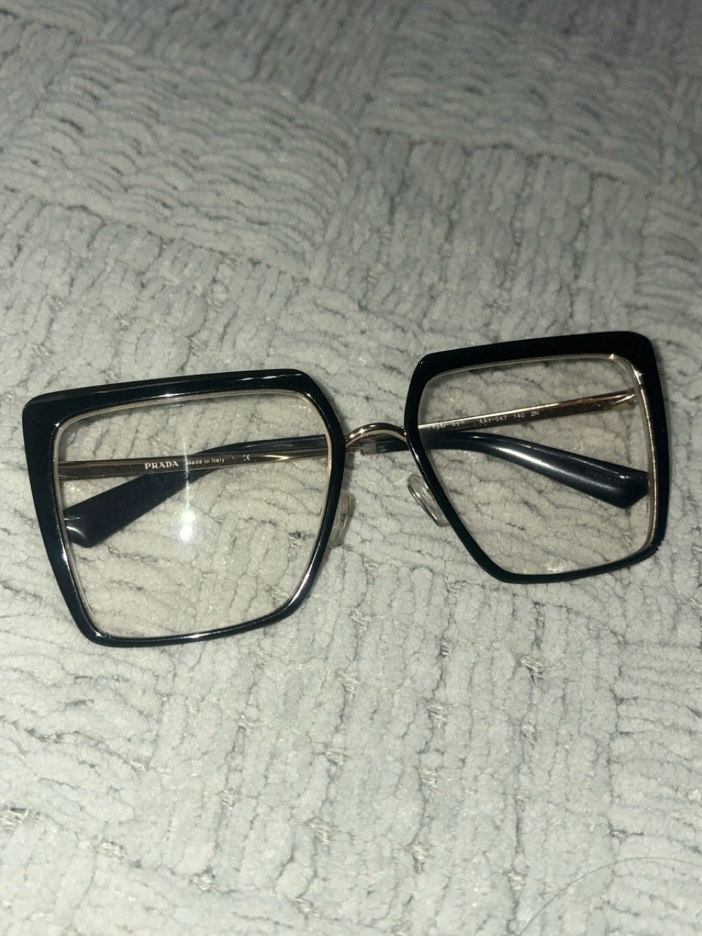 Prada Black and Gold Square Optical Glasses